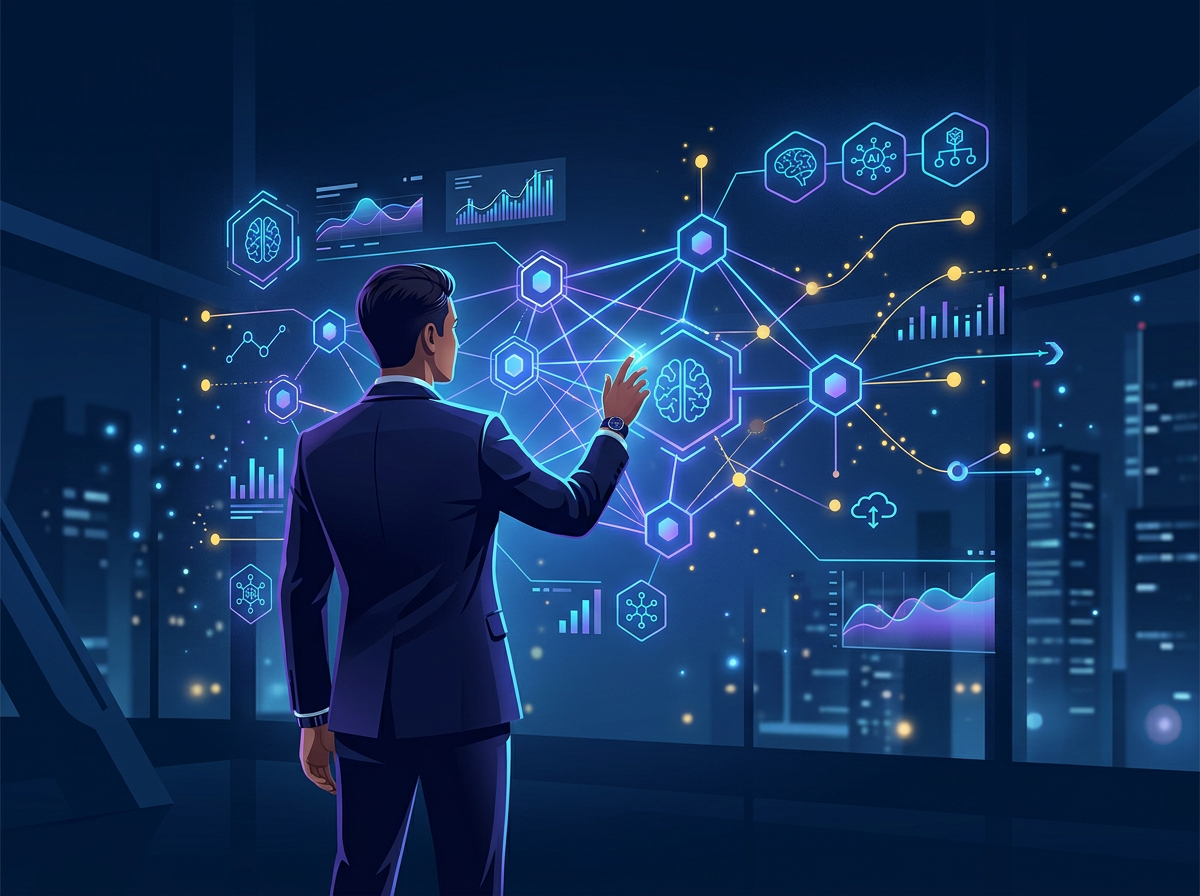 Imprenditore che utilizza l'intelligenza artificiale